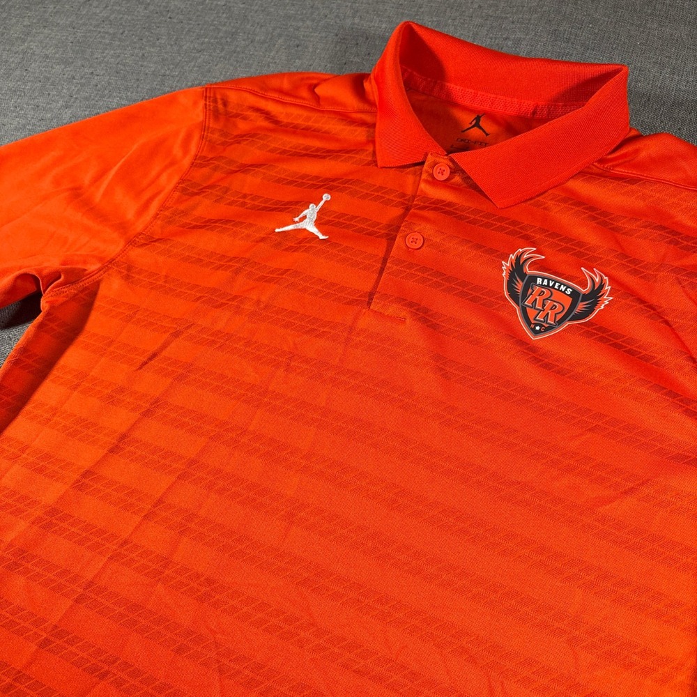 Jordan Polo Shirt Mens Small Orange Ravens RR NC Dri-FIT Short Sleeve Jumpman
